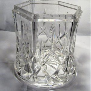 CUT LEAD CRYSTAL BISCUIT JAR NO LID, HEAVY GREAT FOR FLOWERS OR CANDLE CUT